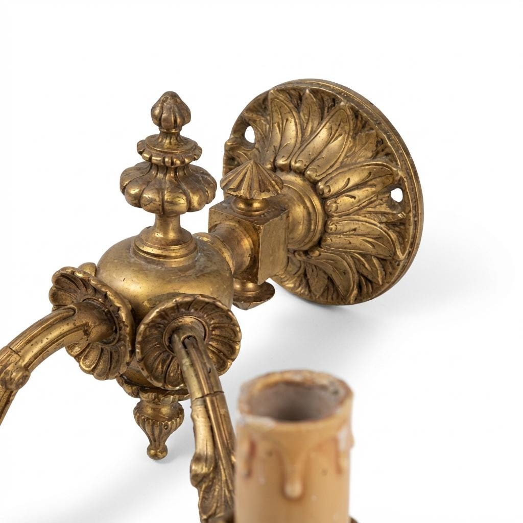 Pair of French Gilt Bronze Three-Arm Wall Sconces, Louis XV Style — France, Early 20th Century