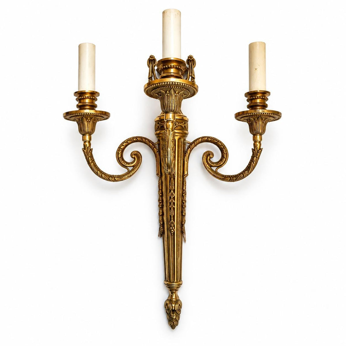 Bronze Wall Sconce, Empire Quiver Form with Three Arms — 20th Century