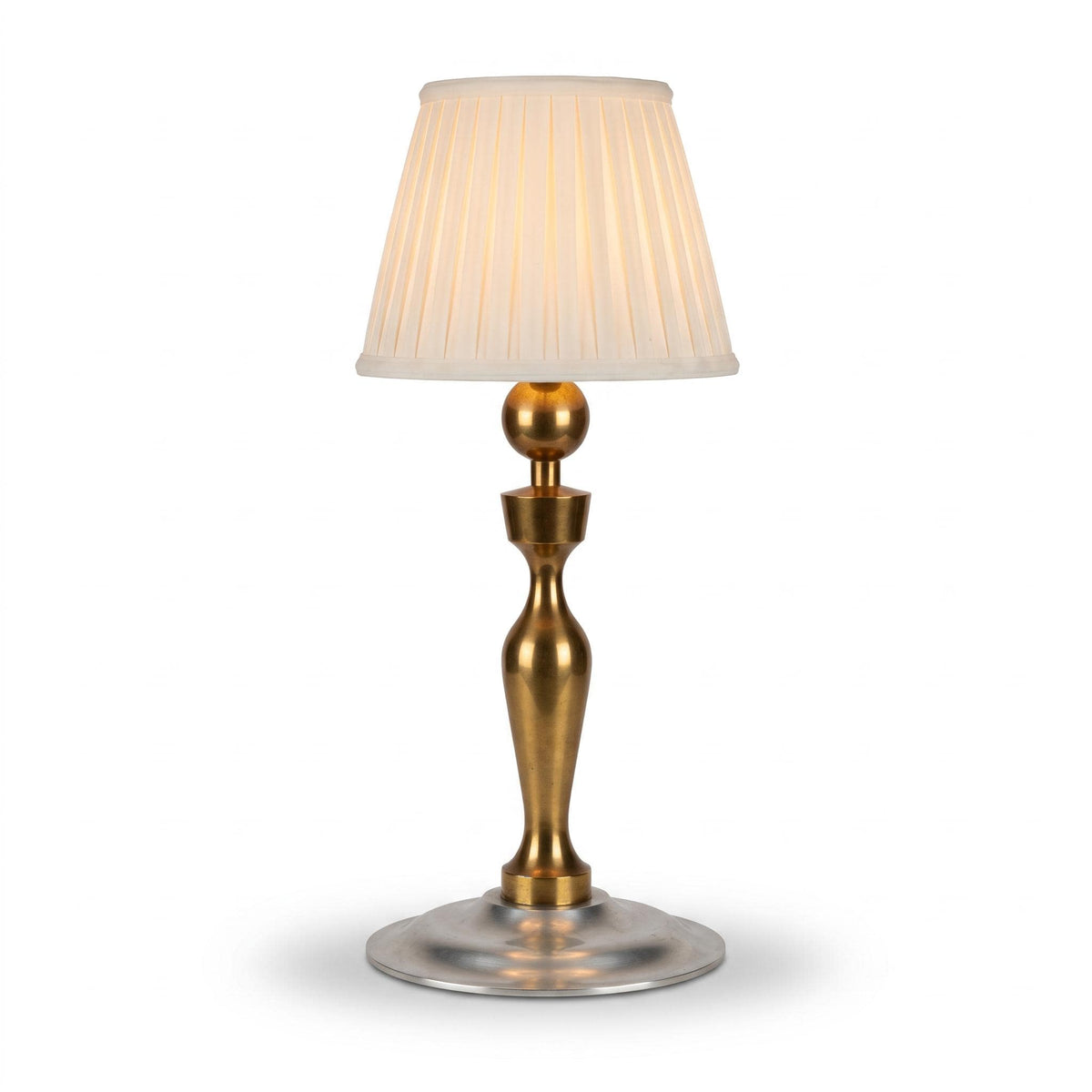 French Brass and Steel Table Lamp Base, Turner's Masterpiece Object — France, Mid-20th Century