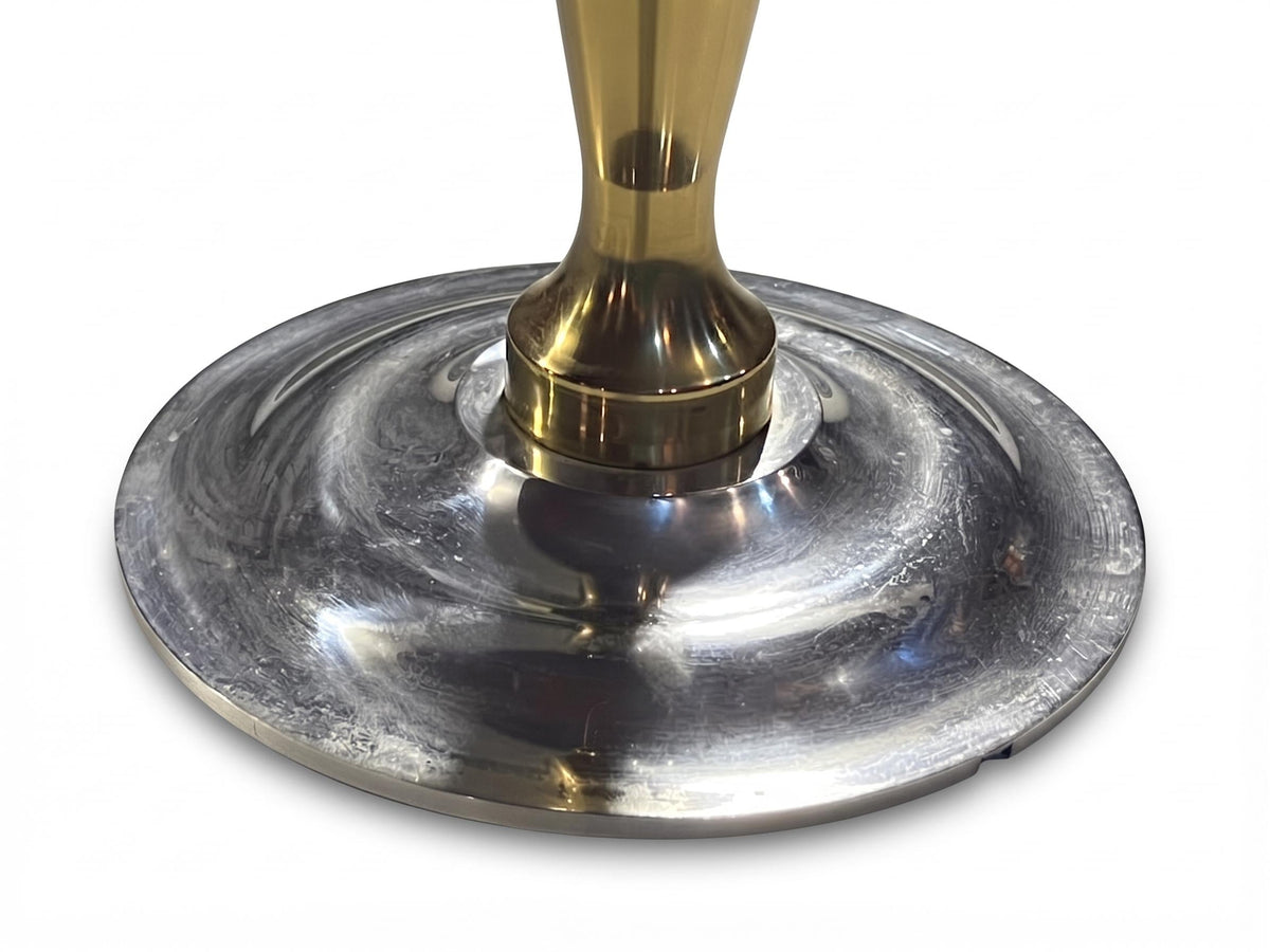 French Brass and Steel Table Lamp Base, Turner's Masterpiece Object — France, Mid-20th Century
