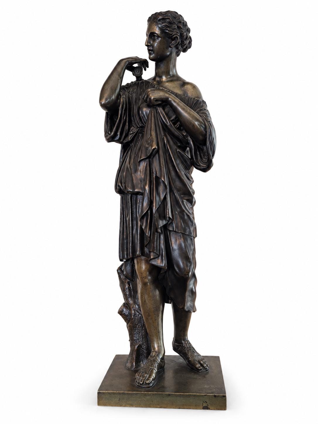 Antique Bronze Diana of Gabies Sculpture, Signed Dethy, After the Antique — France, Late 19th Century