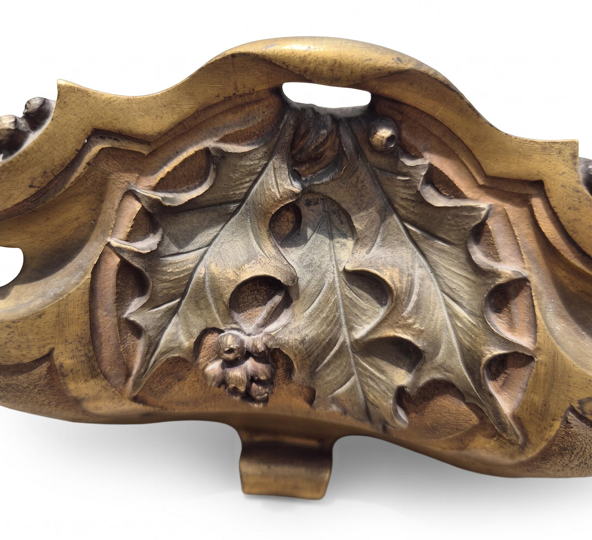 Antique French Art Nouveau Bronze Jardinière, Holly Model, Signed E. Gros — France, Late 19th Century
