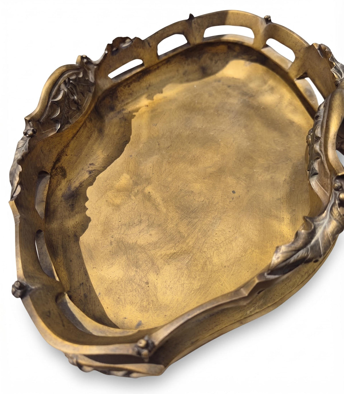 Antique French Art Nouveau Bronze Jardinière, Holly Model, Signed E. Gros — France, Late 19th Century