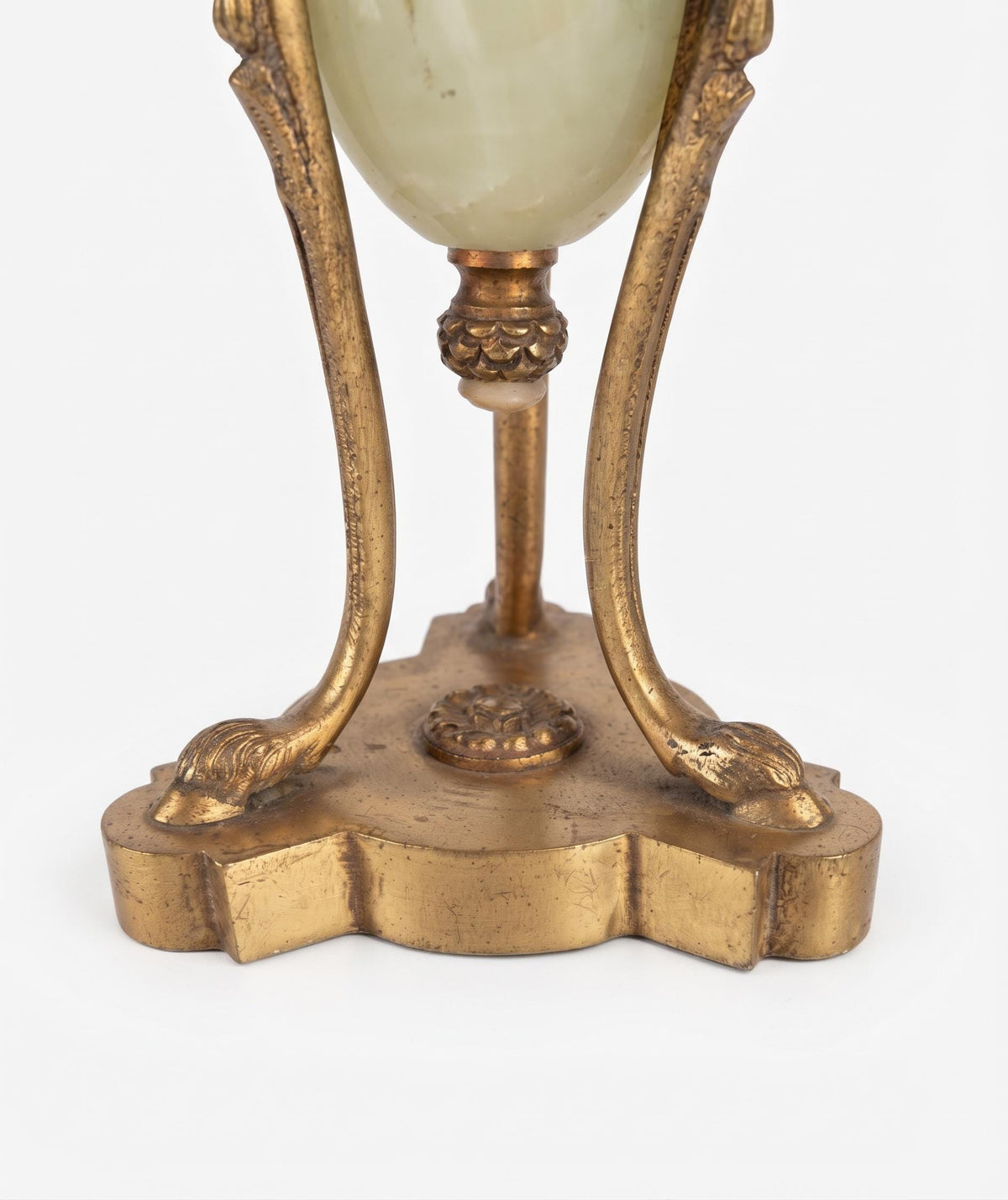 Antique French Empire Style Bronze and Onyx Table Lamp, Athénienne with Ram's Head Mounts — France, Early 20th Century