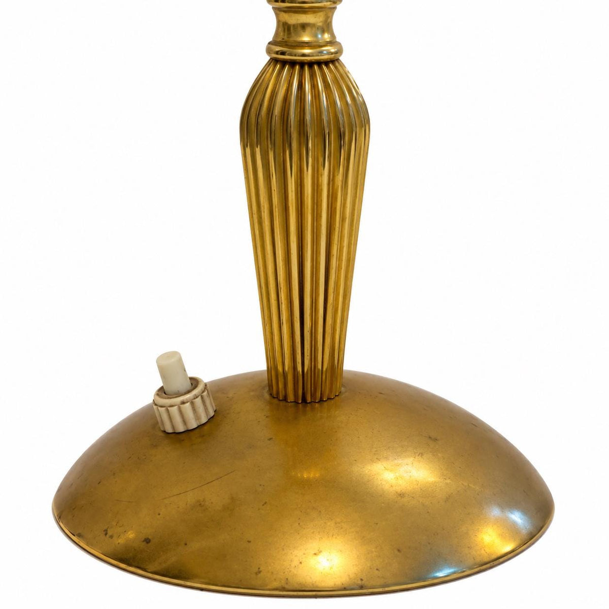 Gilt Metal Lamp Base, Fluted Baluster Column, Mid-Century Table Lamp Base