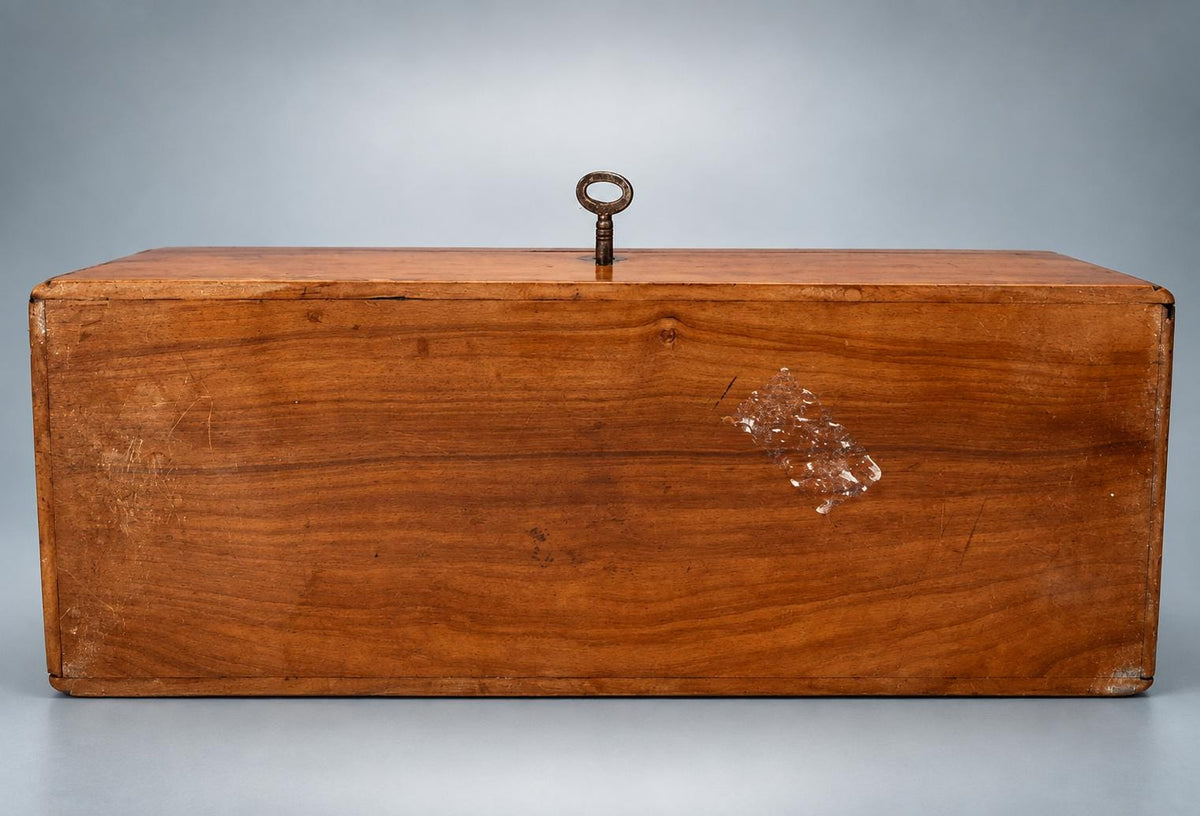 Antique French Marquetry Wood Glove Box, Floral Inlay, Napoleon III Louis Philippe Style — France, 19th Century