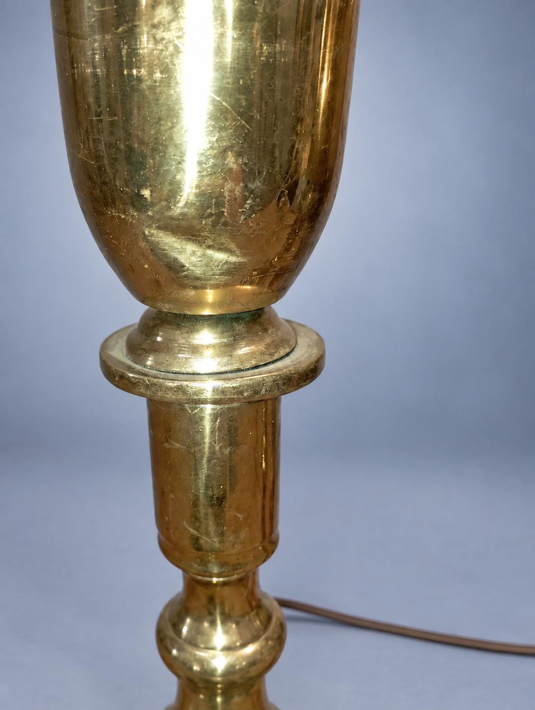 Pair of Gold-Tone Candlestick Table Lamp Bases, Square Feet, 27 cm