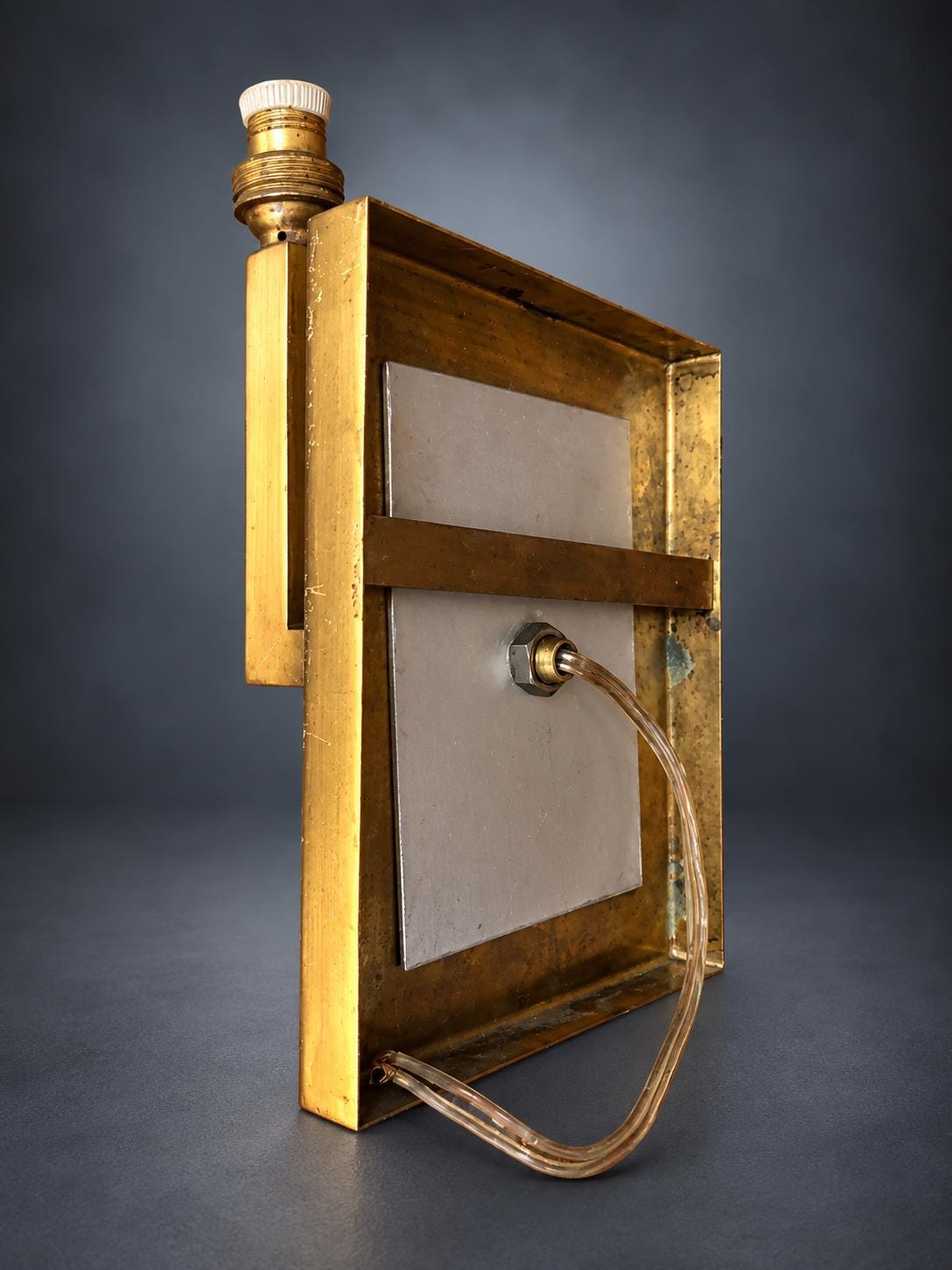 Pair of Modernist Brass and Acrylic Wall Sconces, 1960s — European