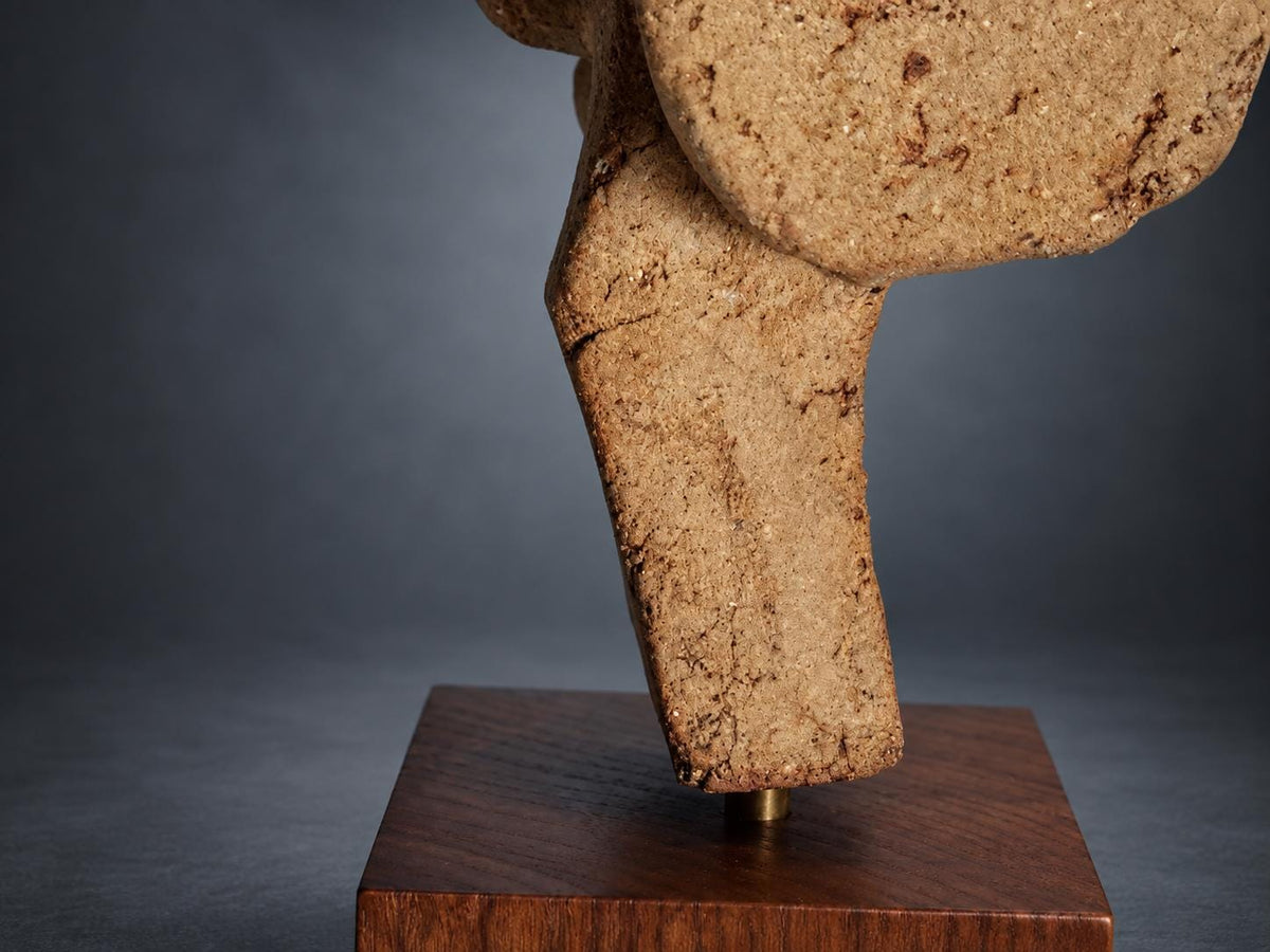 Terracotta Sculpture of an Archer's Hand, Fragment Study on Wood Base