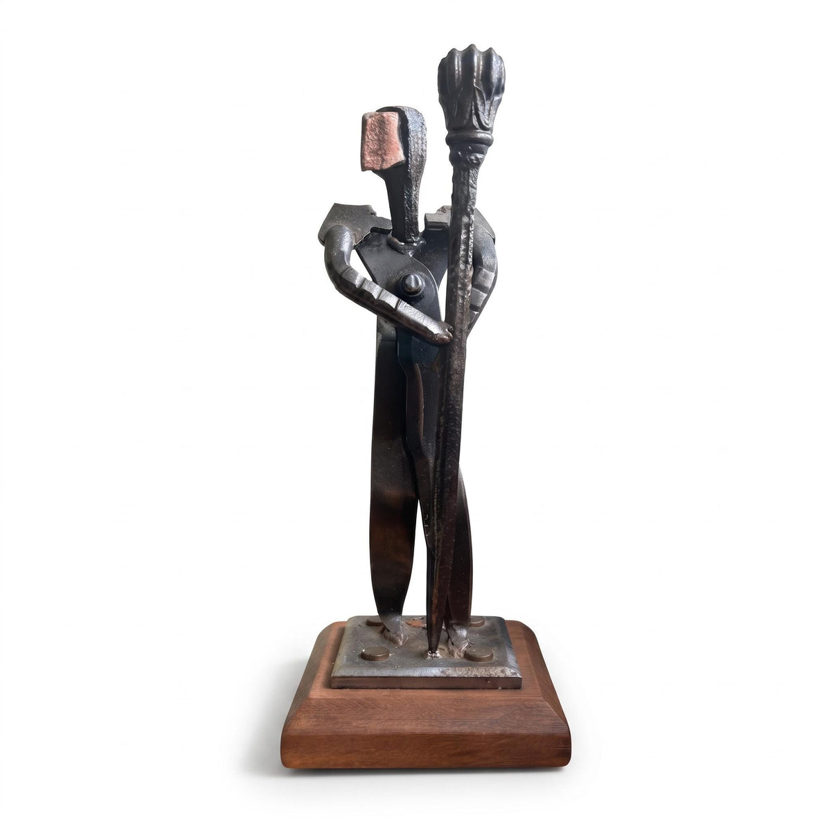Brutalist Welded Metal Sculpture, Abstract Figural Form, Signed