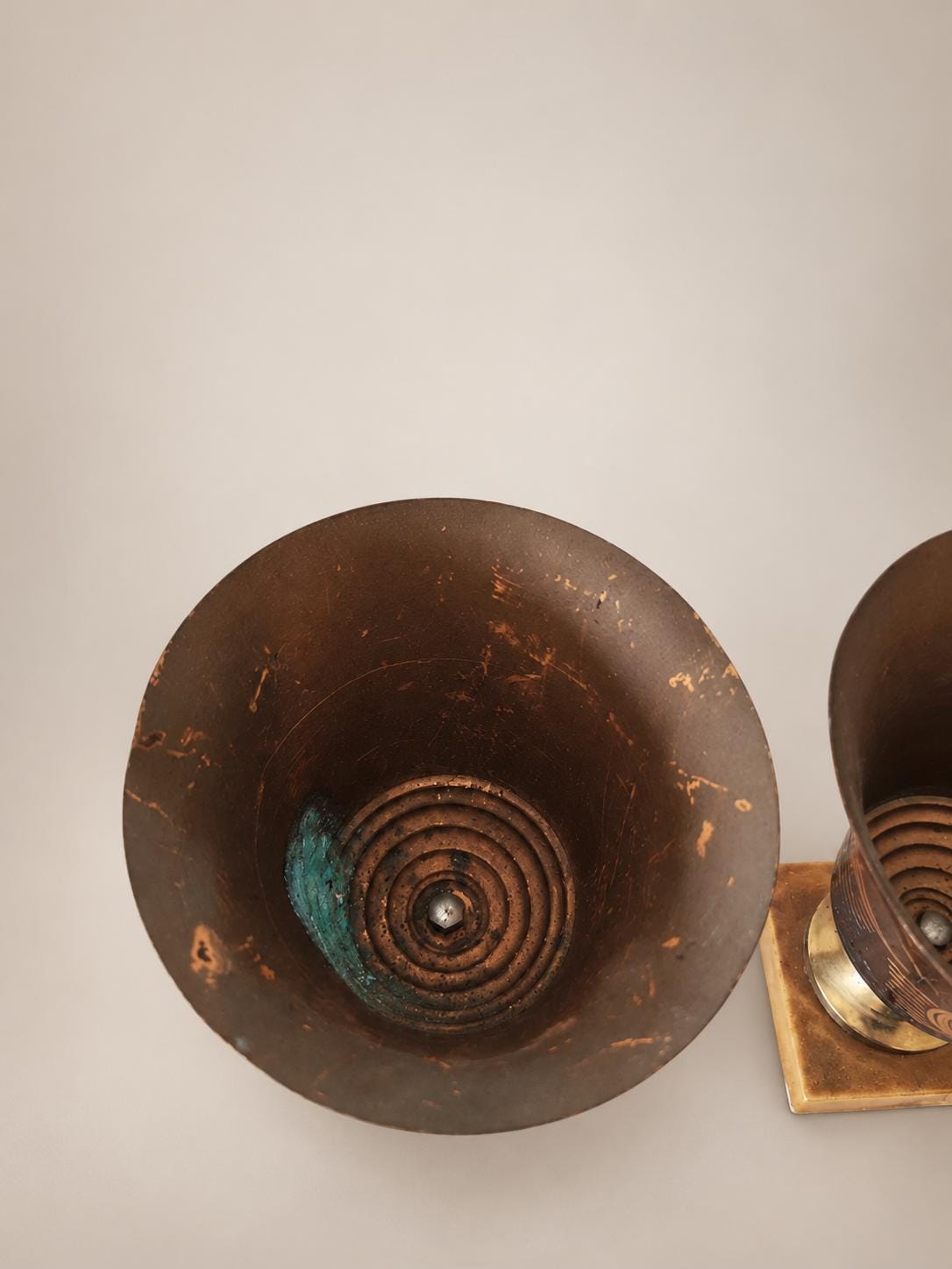 Pair of Belgian Art Deco Brass Vases, Signed A. Ducobu, Marine Scene on Onyx Bases — Belgium, circa 1930