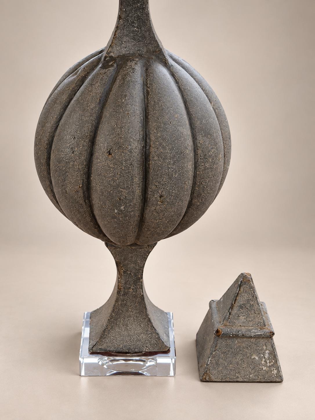 French Vintage Architectural Zinc Roof Finial Converted Table Lamp