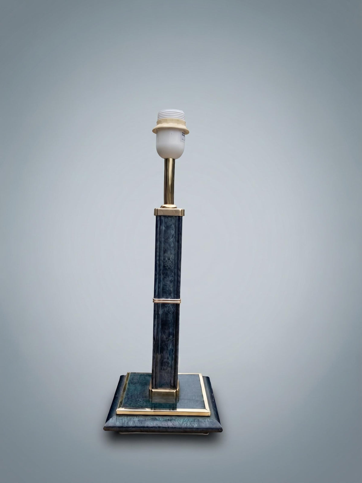 Vintage Table Lamp, Robert de Schuytener, Black Column with Gilt Brass — Belgium, circa 1970