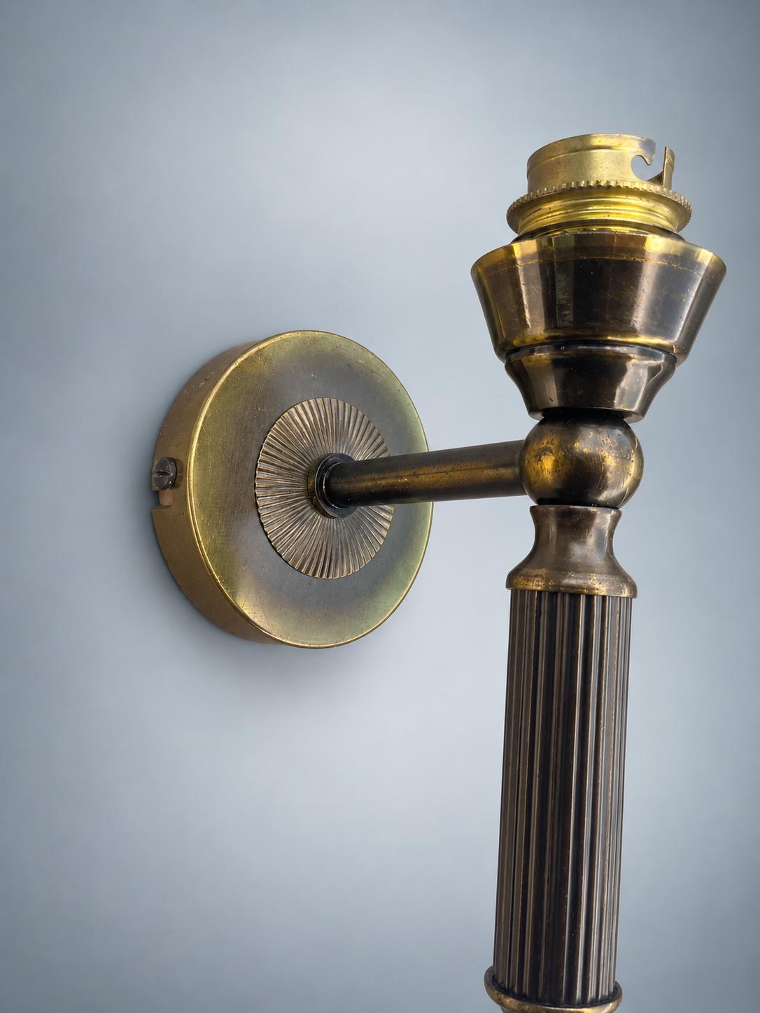 Pair of Patinated Brass Wall Sconces Mid-Century — 1960s