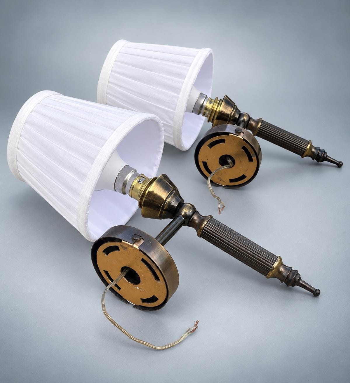 Pair of Patinated Brass Wall Sconces Mid-Century — 1960s