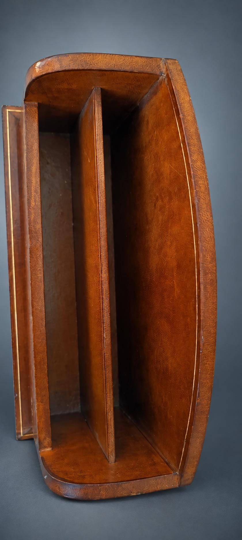 Leather Desk Letter Holder with Gilt-Tooled Borders, Matching Notebook and Pencil, Monogrammed S.P., Desk Set