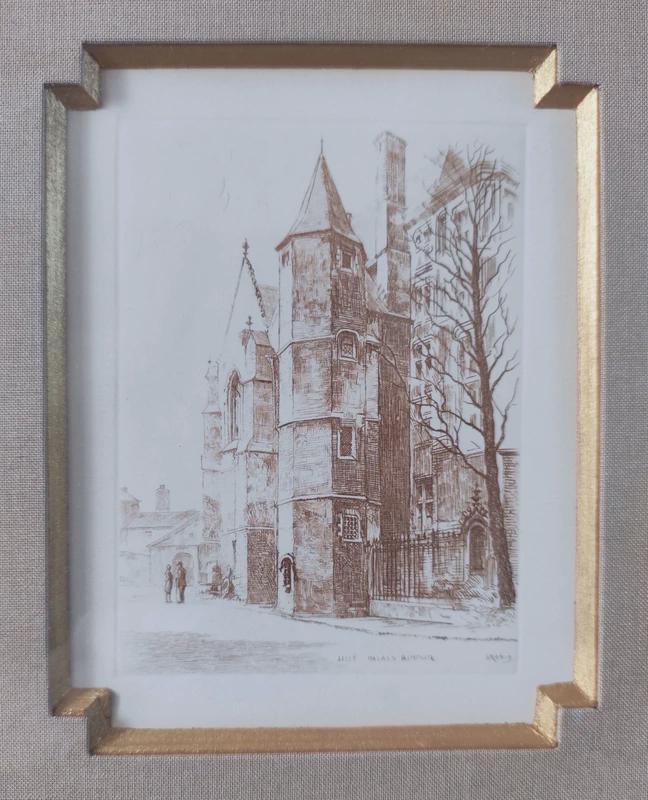 Pair of Framed Lille Prints After L. Robin, Gilt Frames with Fabric Mounts — France, 20th Century