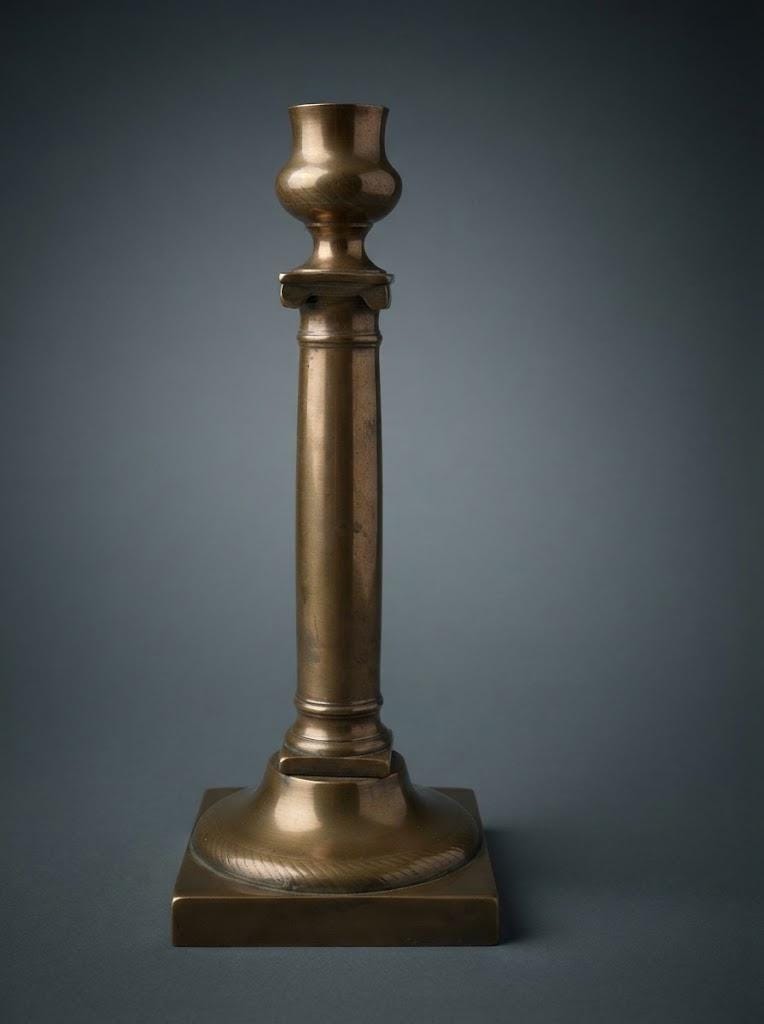 Pair of Antique Bronze Candlesticks, Louis XVI Empire Style Fluted Column — France, 19th Century