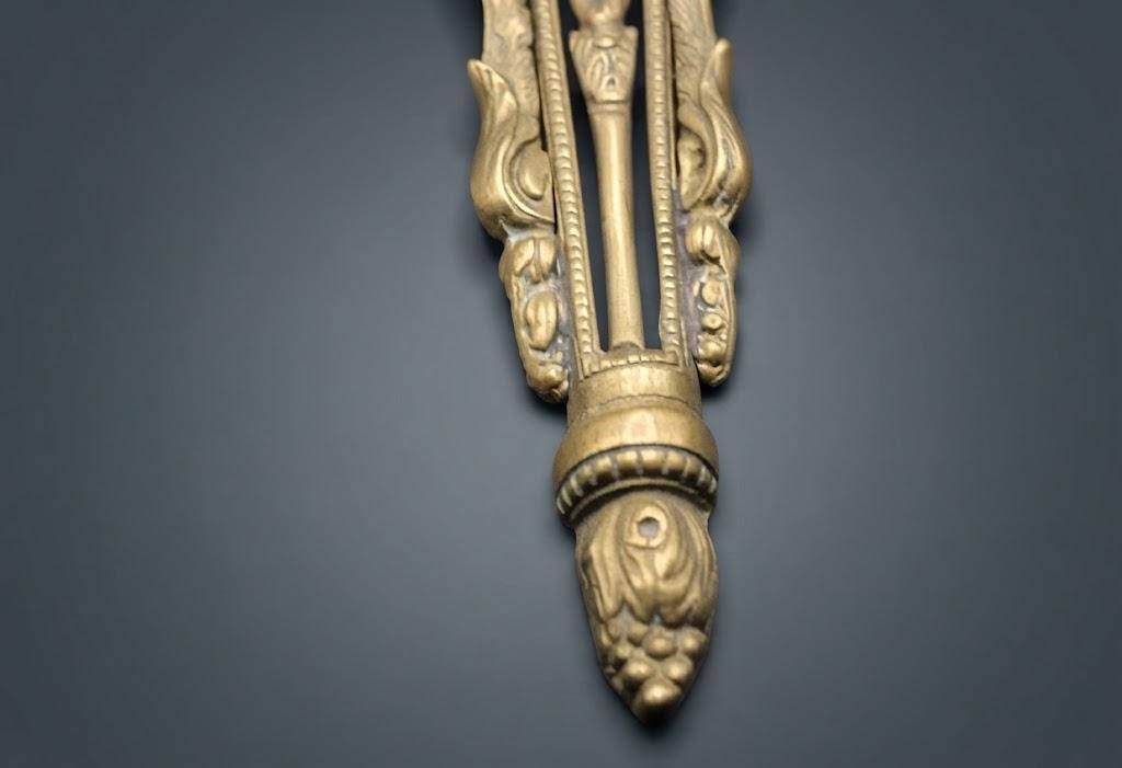 Vintage Pair of Louis XVI Style Two-Arm Wall Sconces, Gold-Tone Metal with Draped Urns, Pierced Fluted Shafts and Acanthus Arms