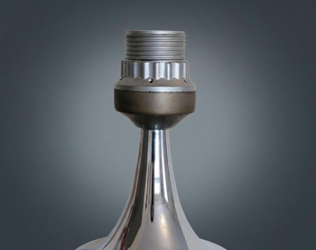 Vintage Space Age Chrome-Tone Metal Table Lamp Base, Stacked Sphere and Disc Shape, 1970s