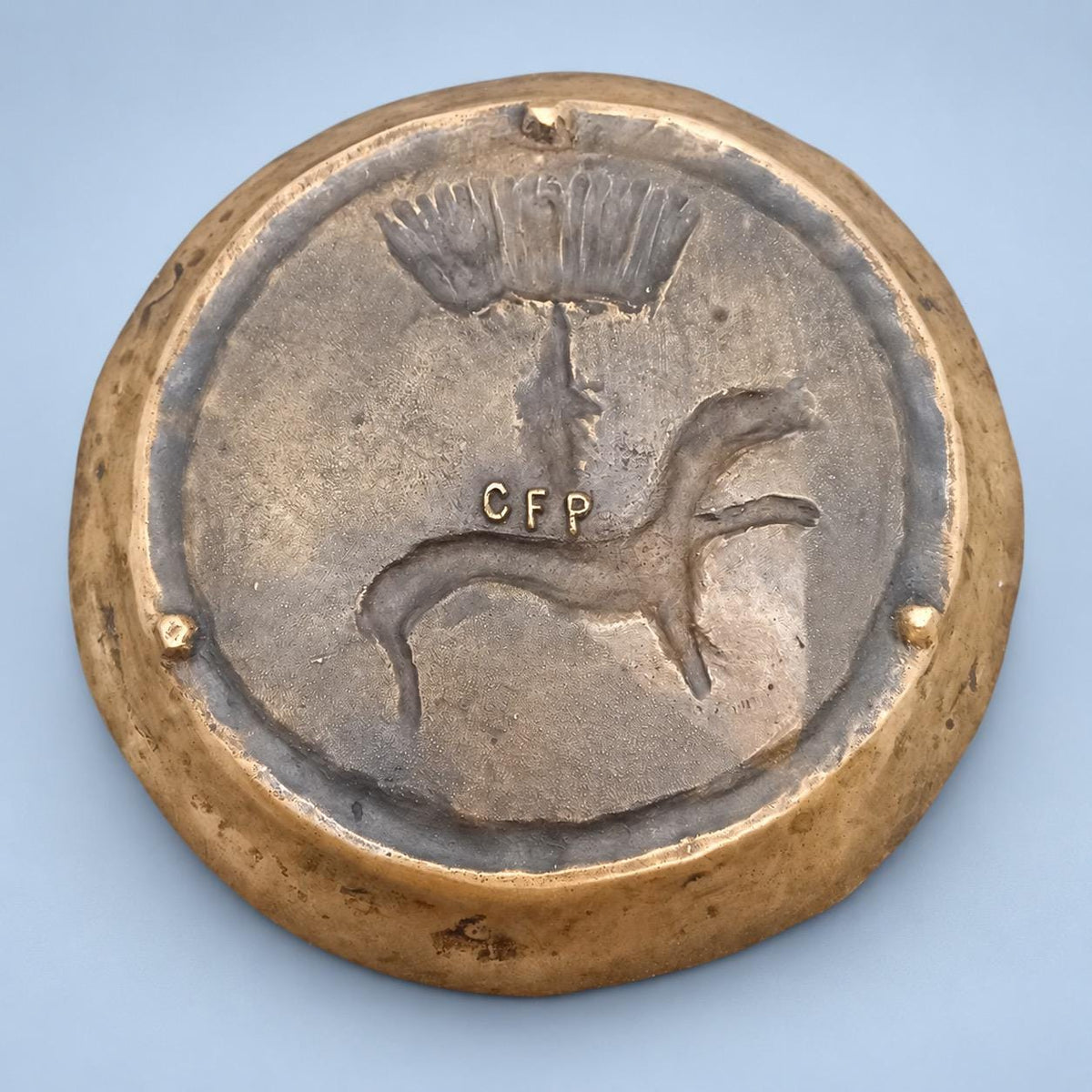 Vintage Brass-Tone Breton Heraldic Trinket Dish, Ermine with Crown and Ermine Spots