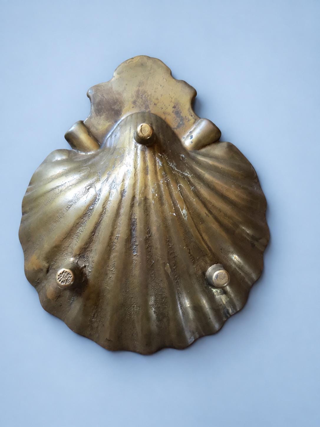 Vintage Brass-Tone Scallop Shell Trinket Dish, Rocaille Style, 1960s