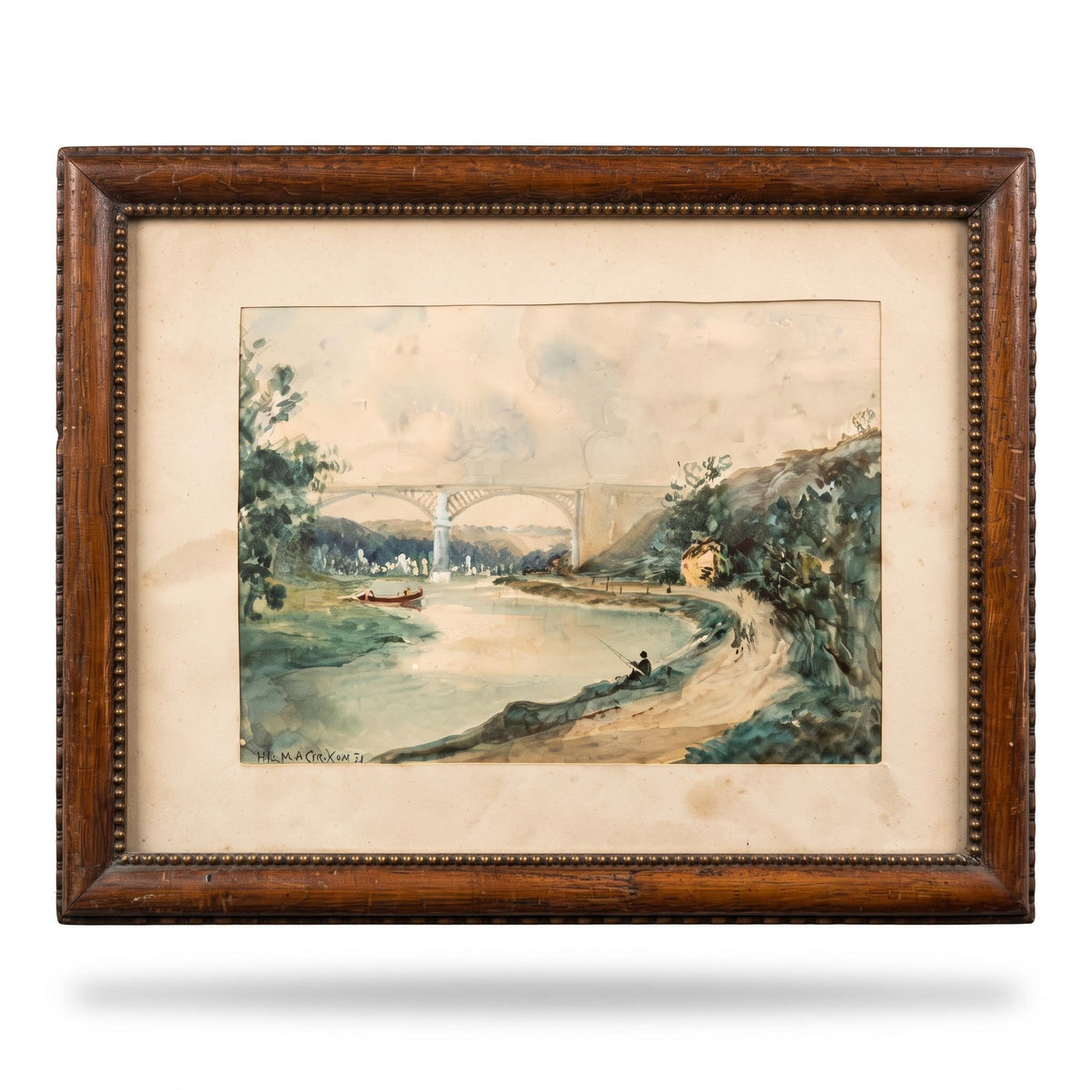 Niet publiceren: dubbel LM-V-321. Antique Framed Watercolour. Original Etsy listing 4579154577