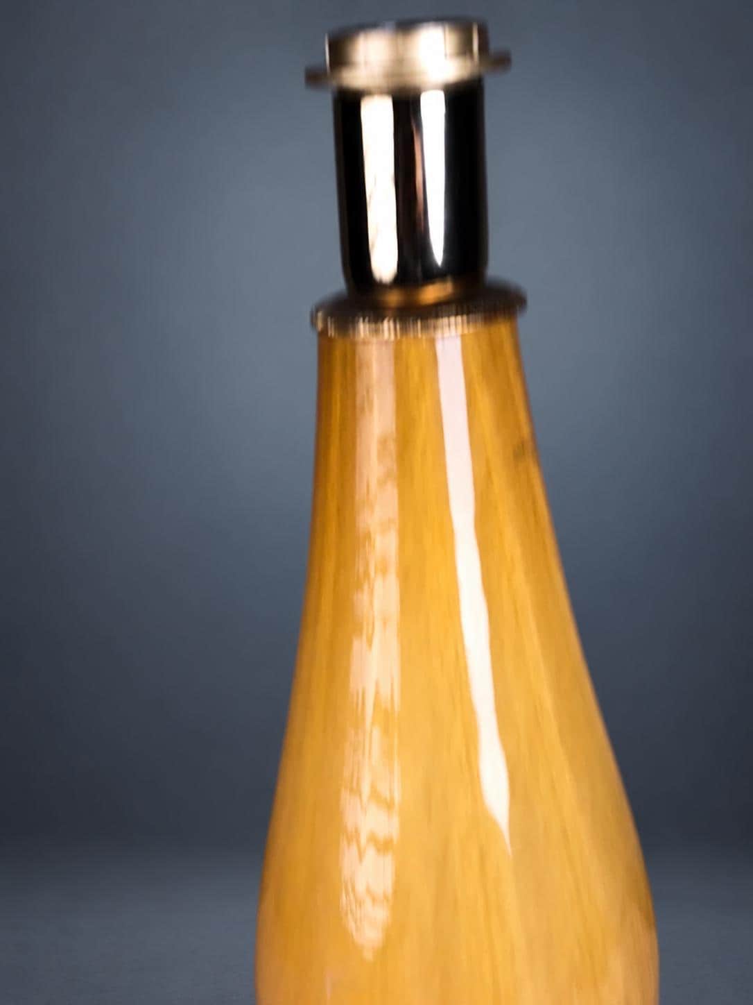Amber Blown Glass Lamp Base with Gilt Inclusions — Italian Glassmaking Tradition