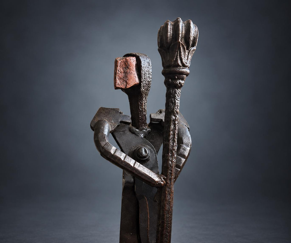 Brutalist Welded Metal Sculpture, Abstract Figural Form, Signed