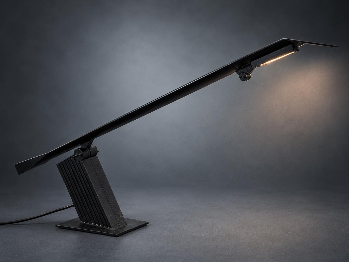 Black Lacquered Architect Lamp, Adjustable Modernist Desk Light