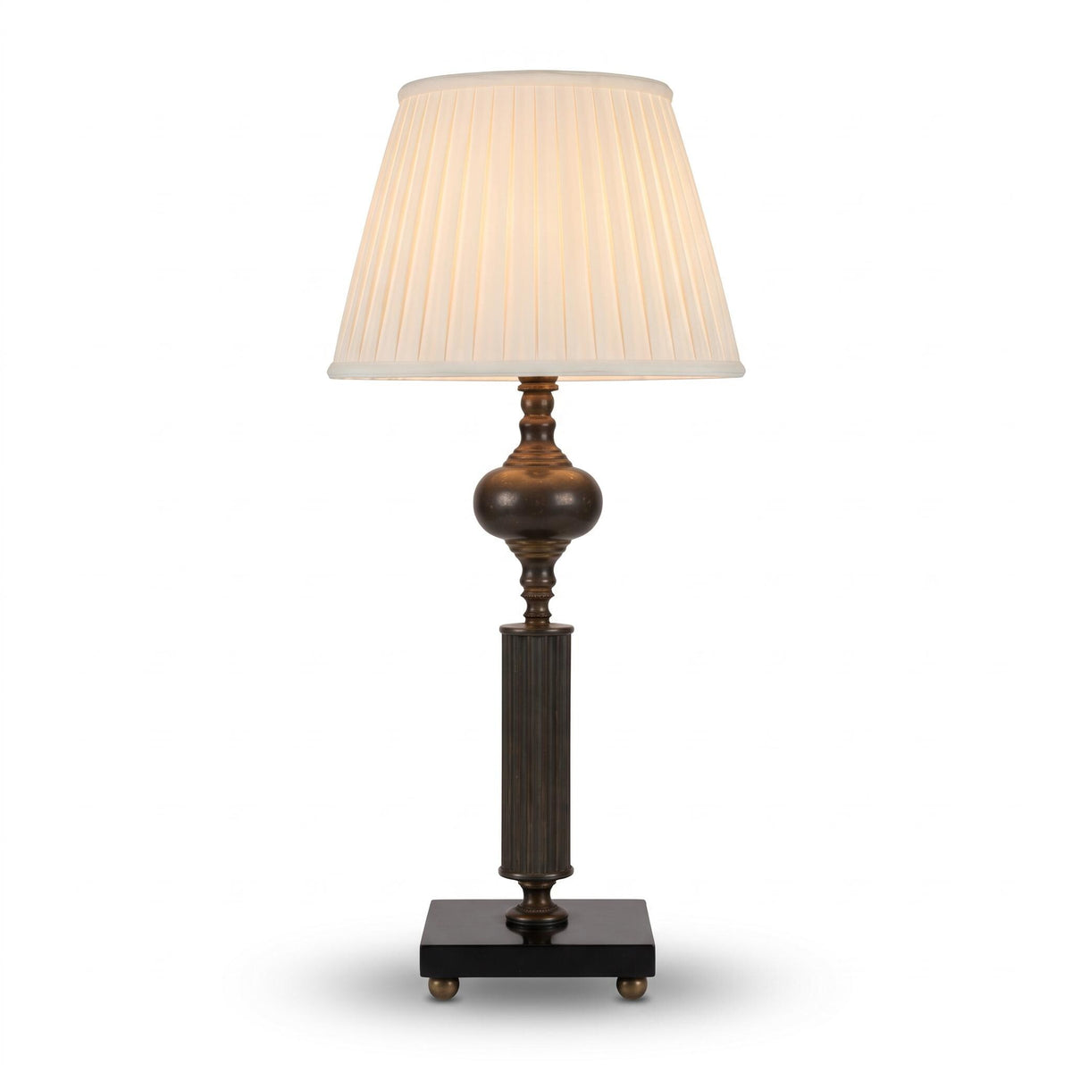 Vintage Louis XVI Style Two-Tone Column Table Lamp Base on Black Polished Stone Plinth