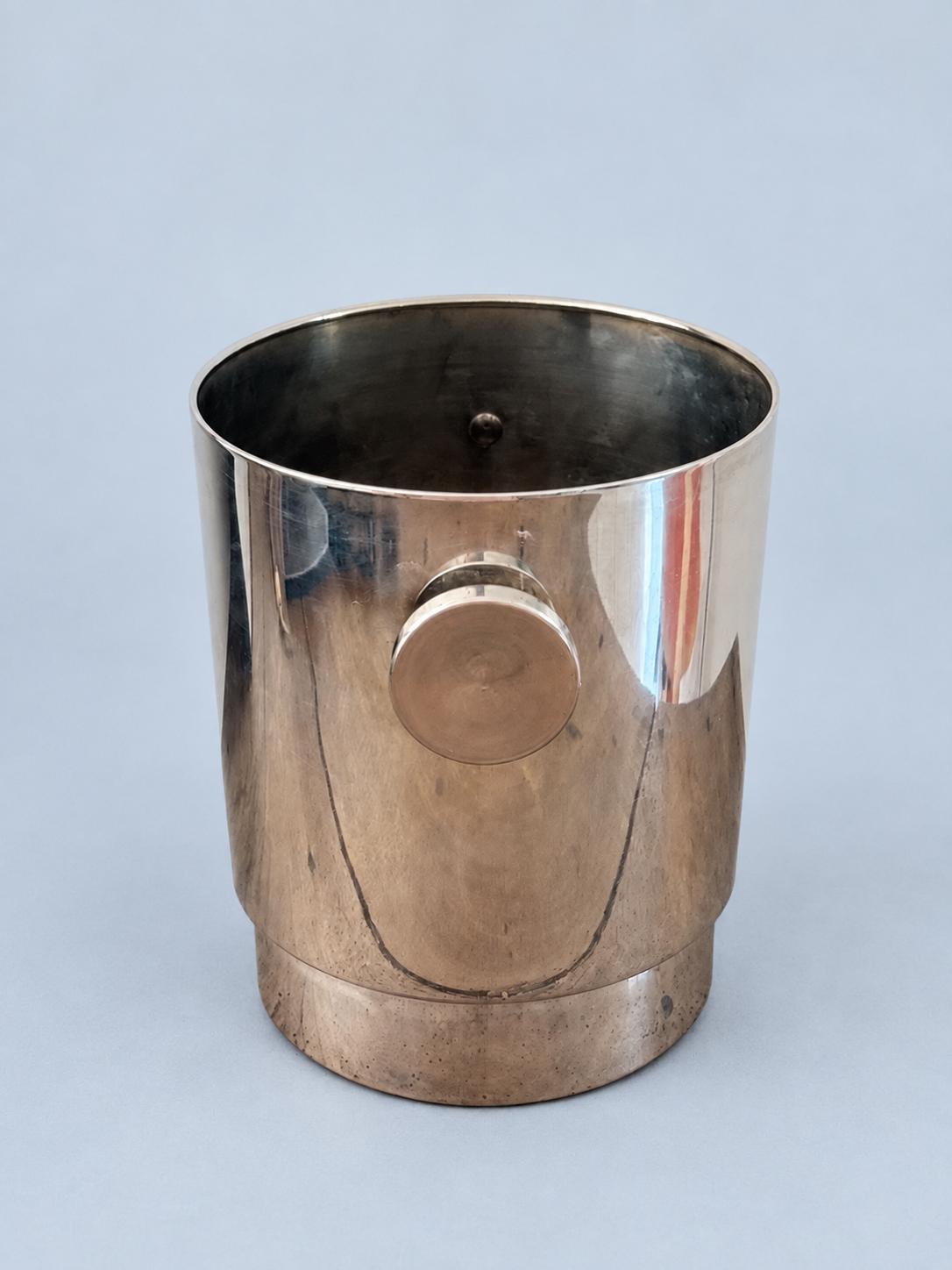 Vintage Art Deco Style Silver-Tone Champagne Bucket with Disc Handles