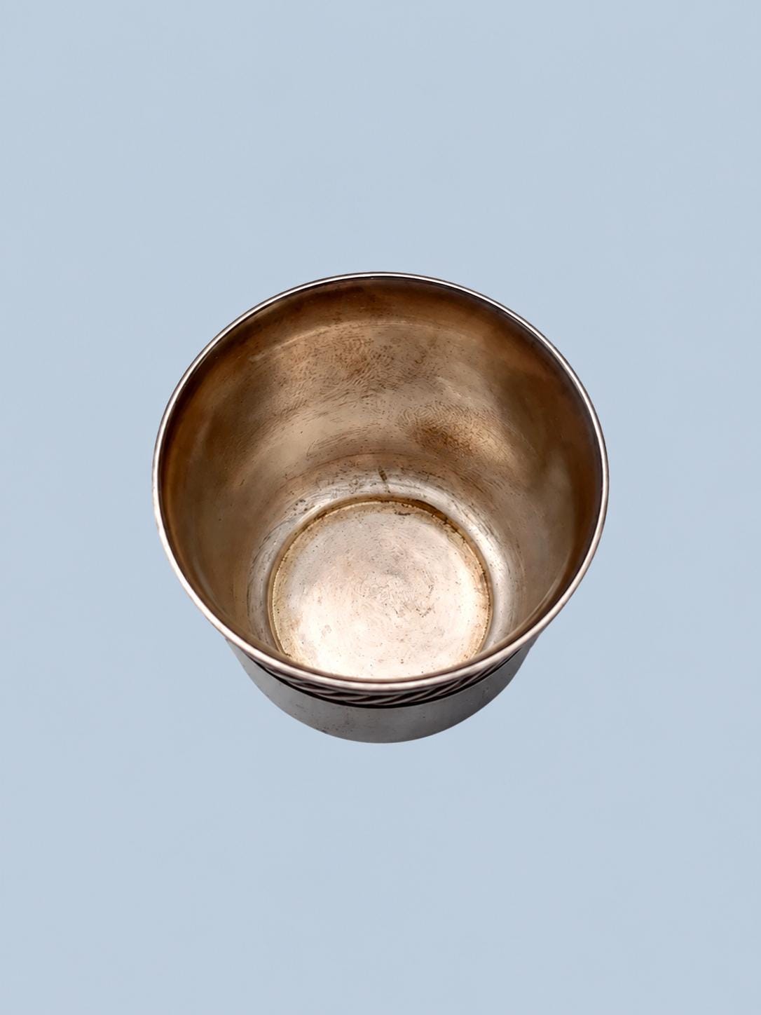 Vintage Mid-Century Silver-Tone Egg Cup with Rope-Twist Band