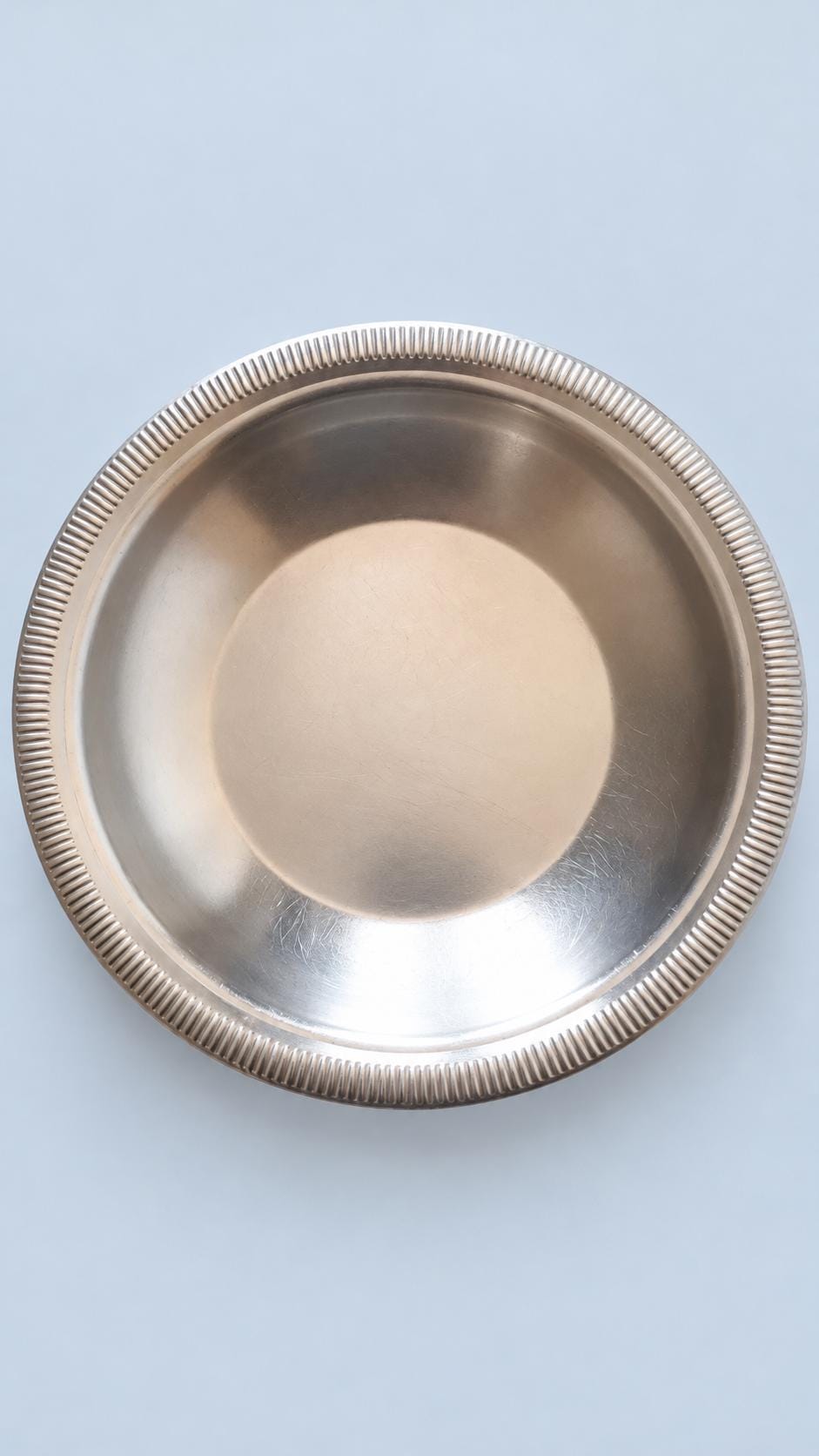 Vintage Stainless Steel Round Dish with Reeded Border, 16 cm Shallow Bowl, Catchall or Trinket Dish, Minimalist Tableware