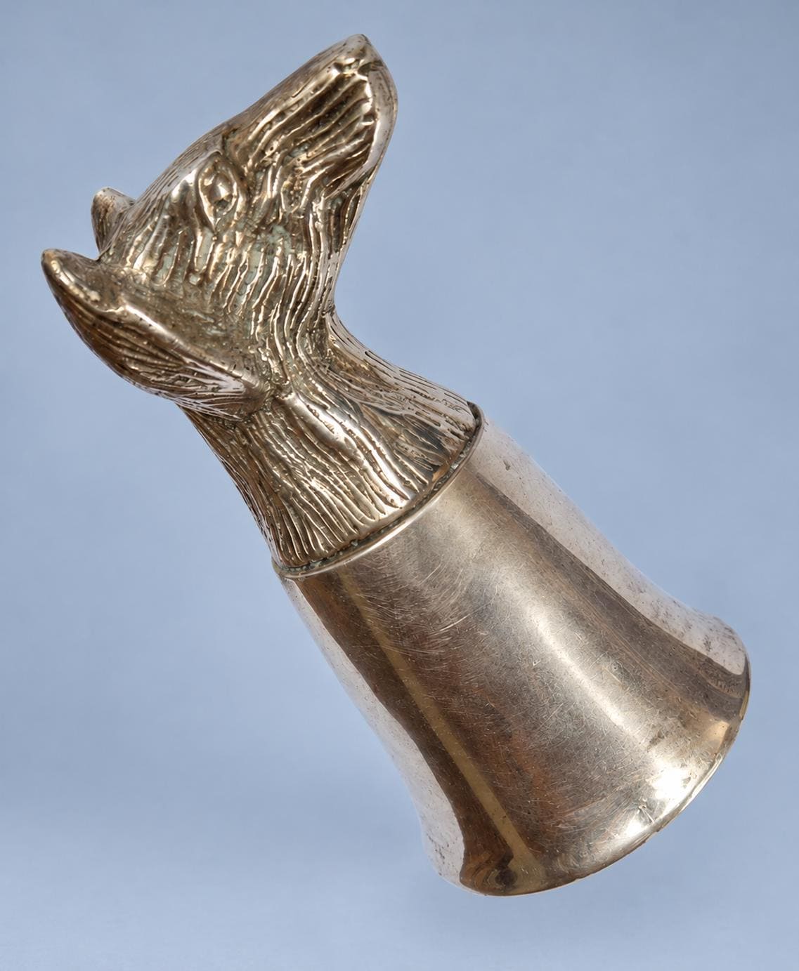 Vintage 1960s–70s Italian Silver-Tone Dog's Head Stirrup Cup