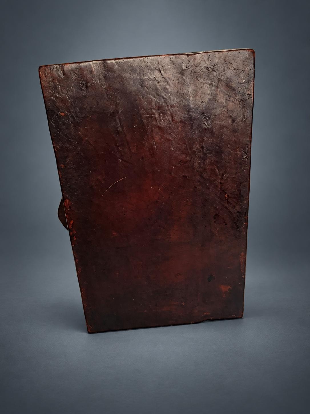 Tooled Leather Jewelry Box with Drawer, Dark Brown Leather with Cut Geometric Motifs, Leather Strap and Hasp