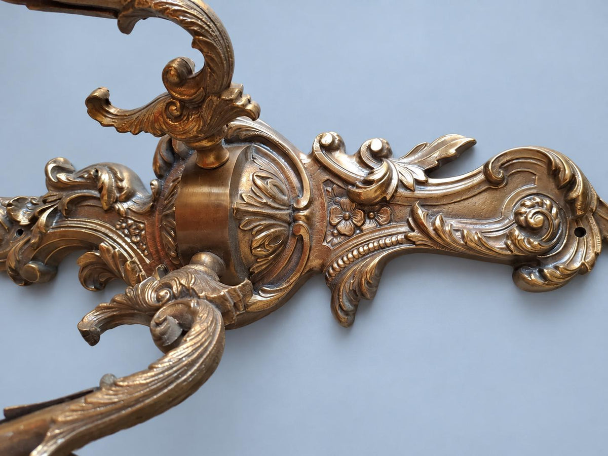 Vintage Rococo Style Two-Light Wall Sconce, Scrolled Cartouche Backplate with Acanthus Arms, 40 cm