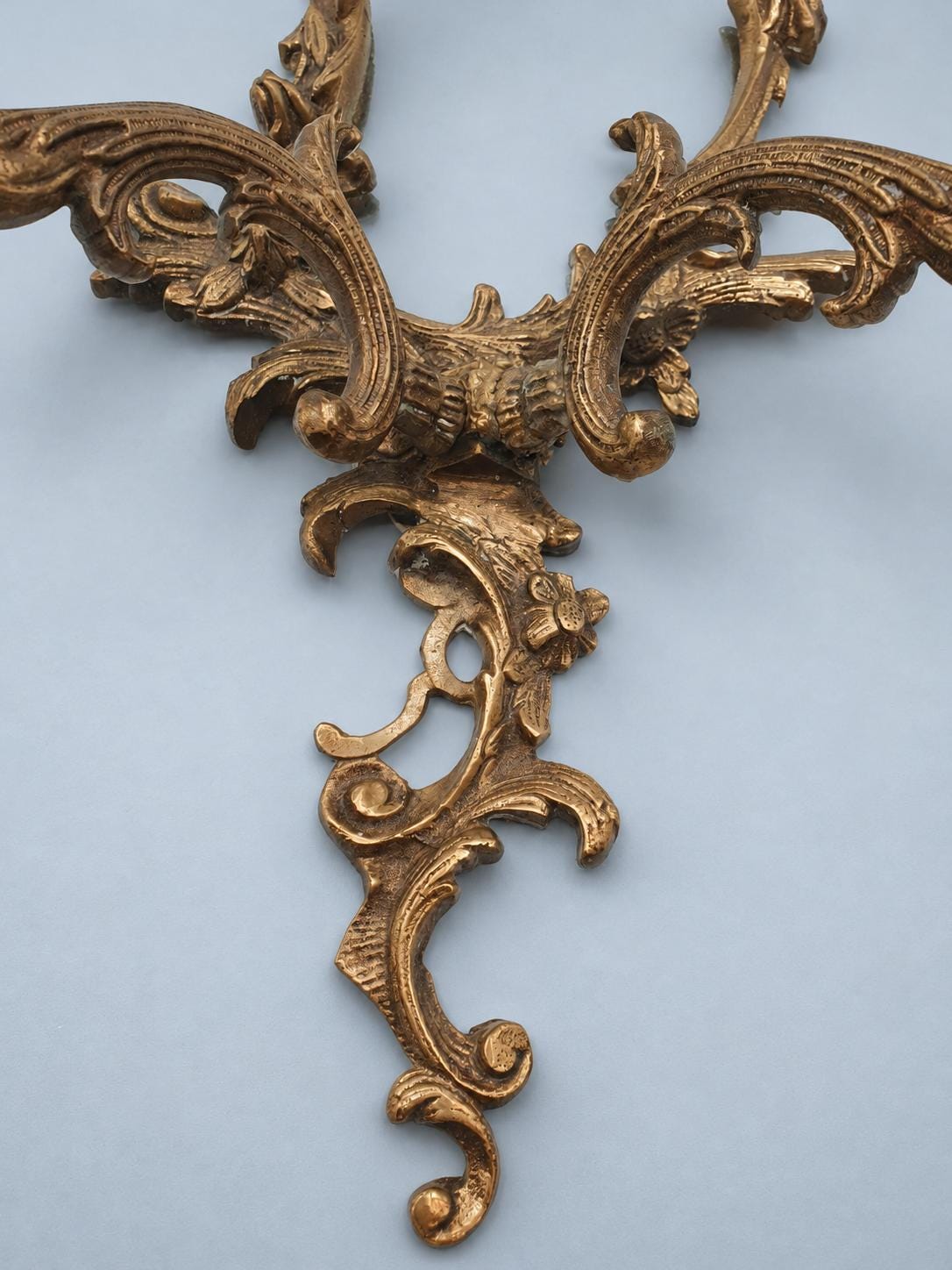 Vintage Louis XV Style Mirror Wall Sconce, Rocaille Frame with Small Mirror Plate, Two Candle Lights, 51 cm