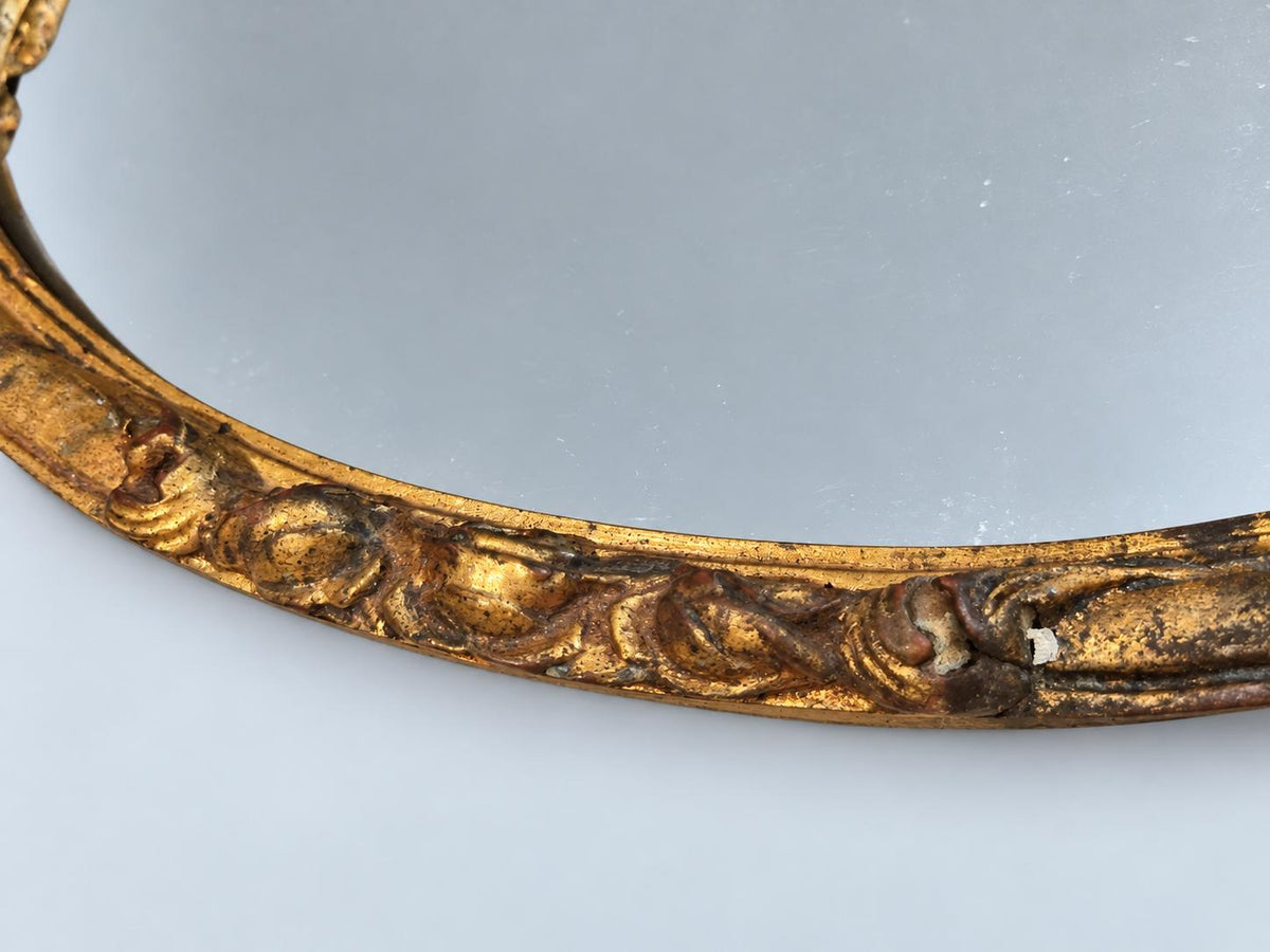 Two Vintage Louis XV Style Giltwood Mirrors, Shaped Frame and Oval Frame with Roses, 39 × 28 cm and 31 × 22 cm