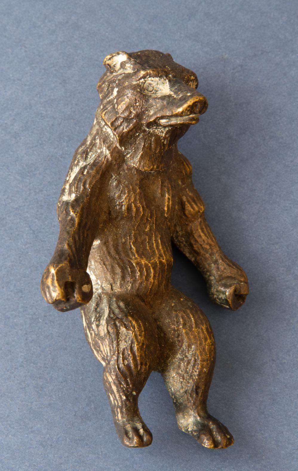 Vintage Miniature Standing Bear Figure, Dark Patinated Metal Bear on Hind Legs, Attributed 19th Century, 5.5 cm