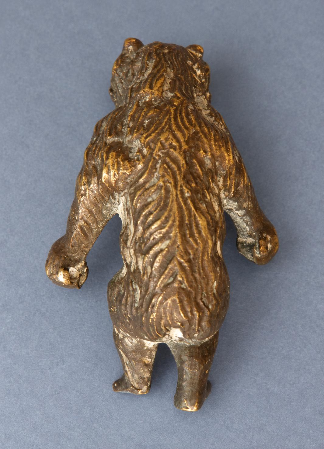 Vintage Miniature Standing Bear Figure, Dark Patinated Metal Bear on Hind Legs, Attributed 19th Century, 5.5 cm
