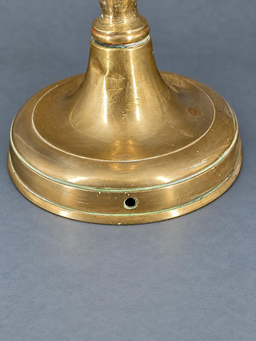 Vintage Pair of Brass Candlesticks, Restauration Style Baluster Stems on Domed Round Bases, Attributed 19th Century, 28 cm