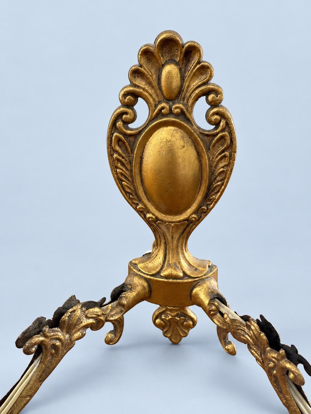Vintage Pair of Small Louis XV Style Gilt Metal Two-Arm Wall Sconces with Shell Crest