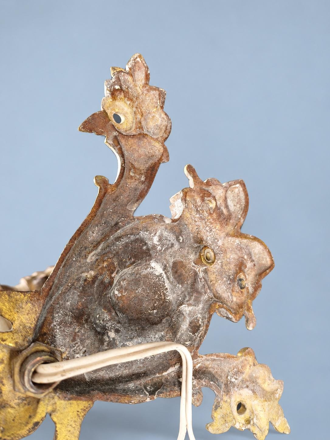 Vintage Pair of Louis XV Style Gilt Metal Wall Sconces with Ruffled Frosted Glass Tulip Shades