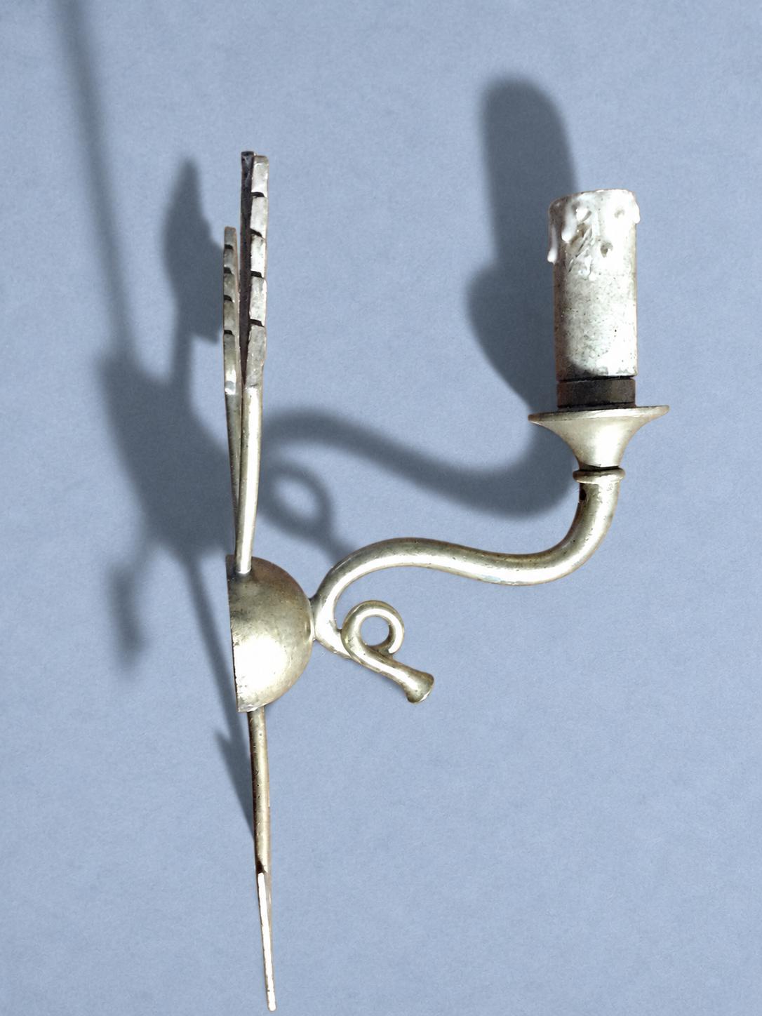 Vintage Louis XVI Style Single Wall Sconce with Hunting Horn Arm and Crossed Arrows