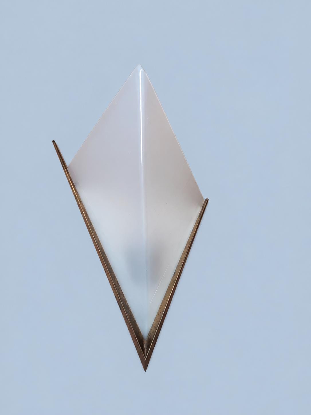 Vintage Art Deco Style Diamond-Shaped Wall Sconce with Frosted Acrylic Shade and Brass-Tone Frame