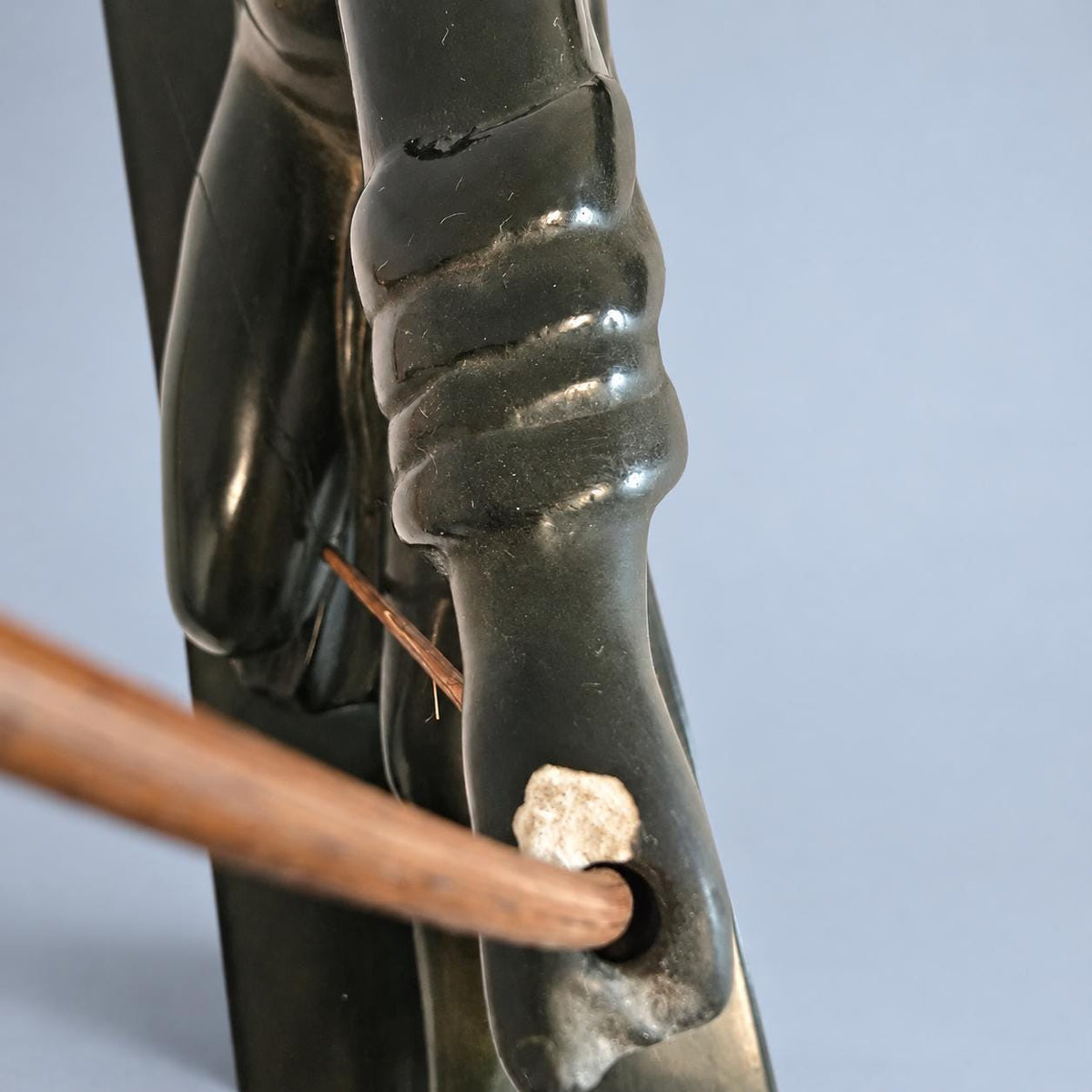 Art Deco Diana the Huntress Statue, Dark Green Patina Kneeling Archer Sculpture, Vintage