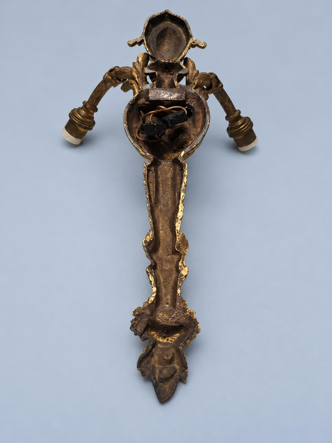 Small Gilt Louis XVI Style Two-Arm Wall Sconce with Laurel Garland, Vintage