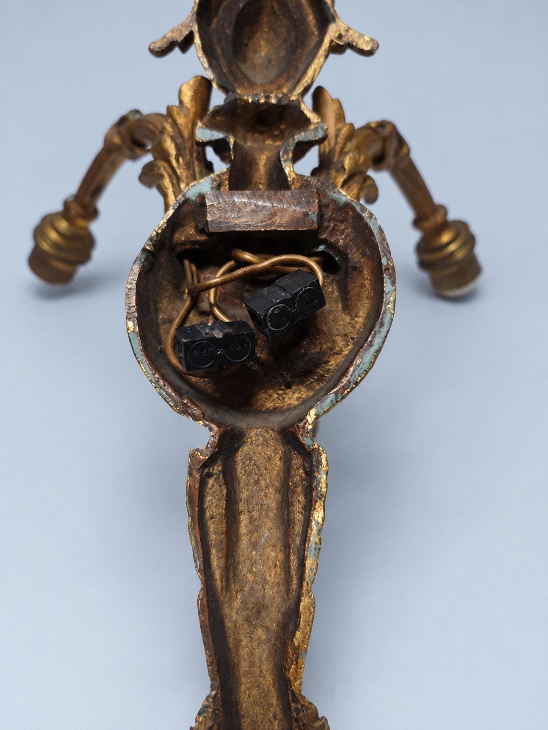 Small Gilt Louis XVI Style Two-Arm Wall Sconce with Laurel Garland, Vintage