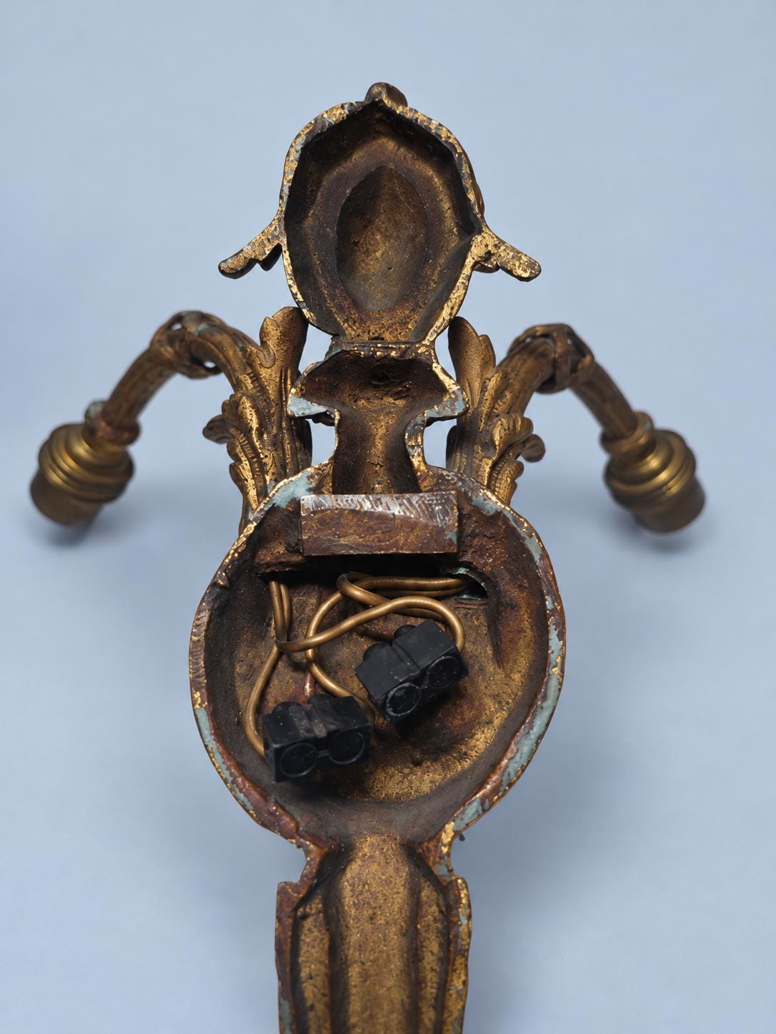 Small Gilt Louis XVI Style Two-Arm Wall Sconce with Laurel Garland, Vintage